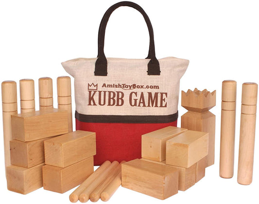 Amish Deluxe Maple Hardwood Kubb Game with Clear Protective Finish Regulation Size