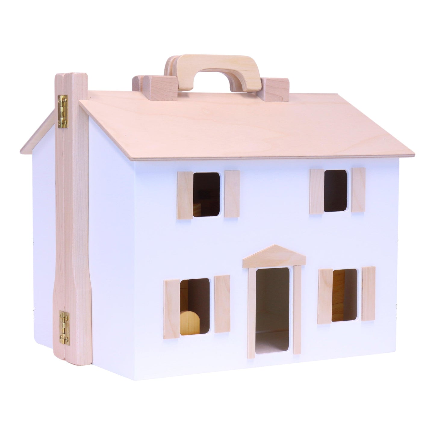 Amish Wooden Doll House Toy with 16 Piece Doll-House Furniture Set