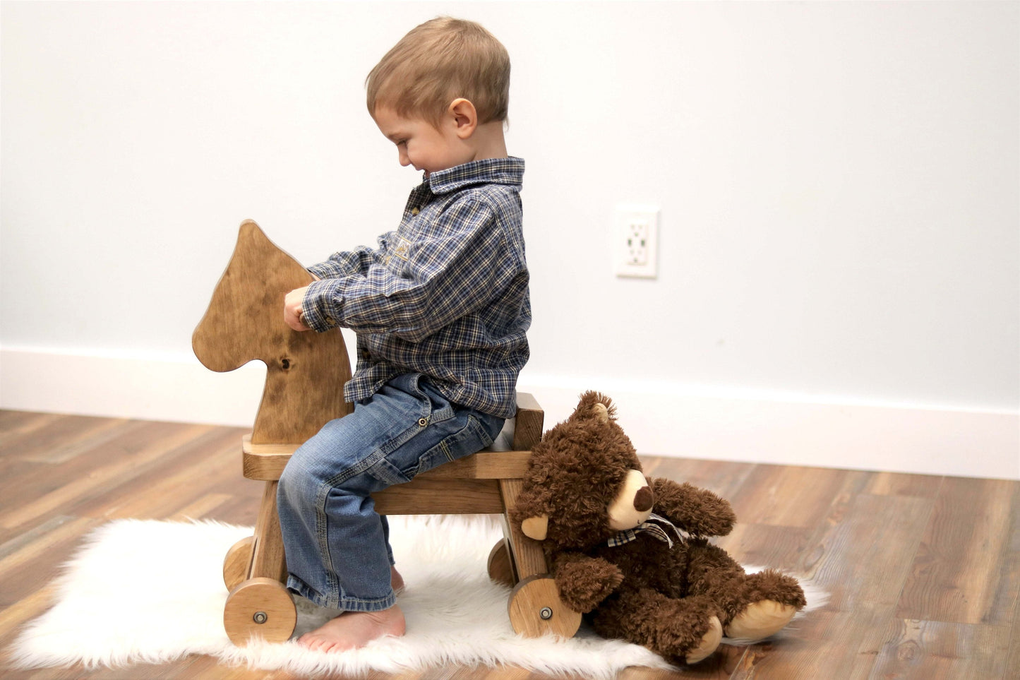 Amish Wooden Riding Horse Toddler Ride-on Toy