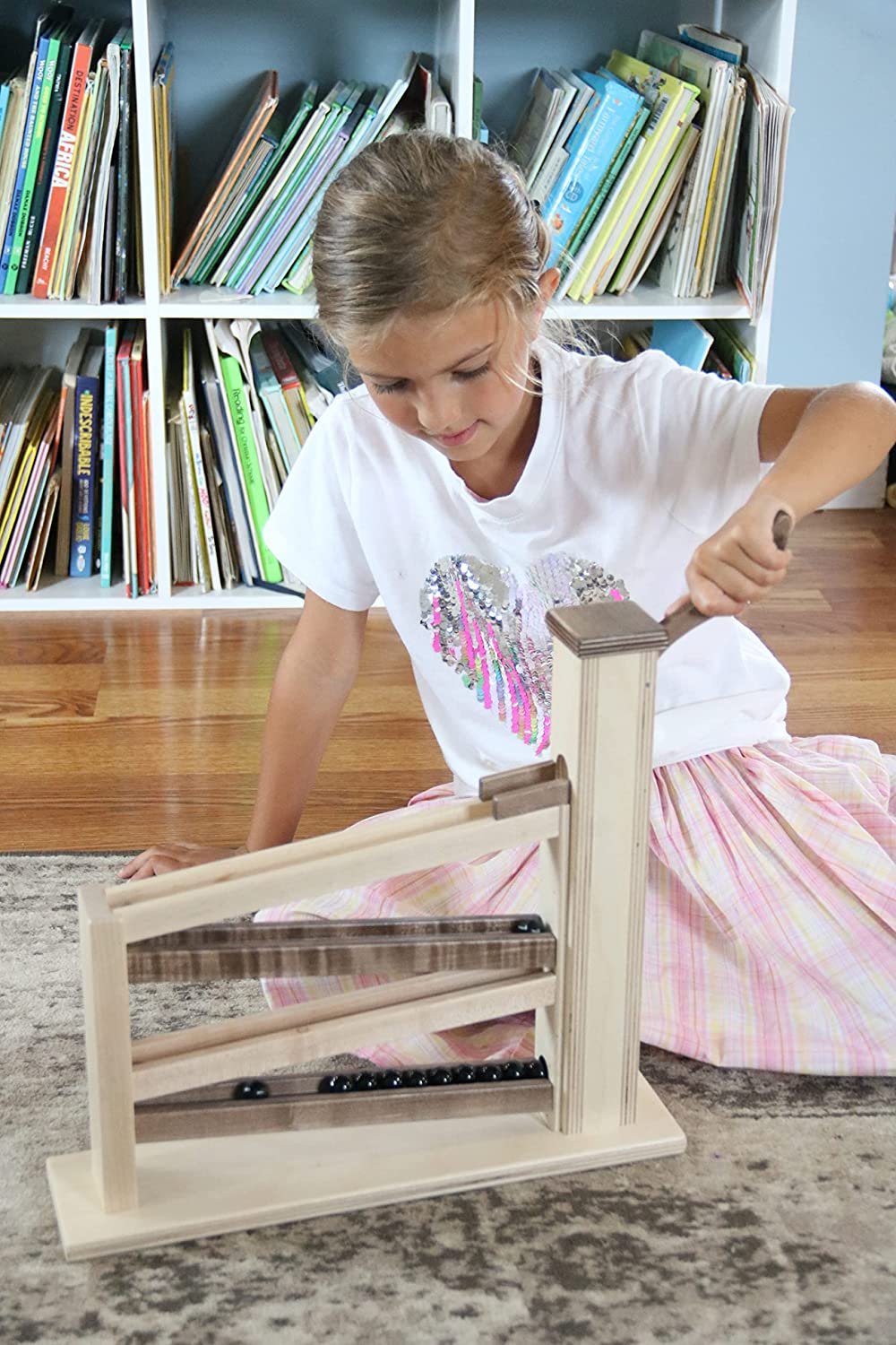 Amish Wooden Marble Pump Toy CPSIA-Approved Non-Toxic Finish