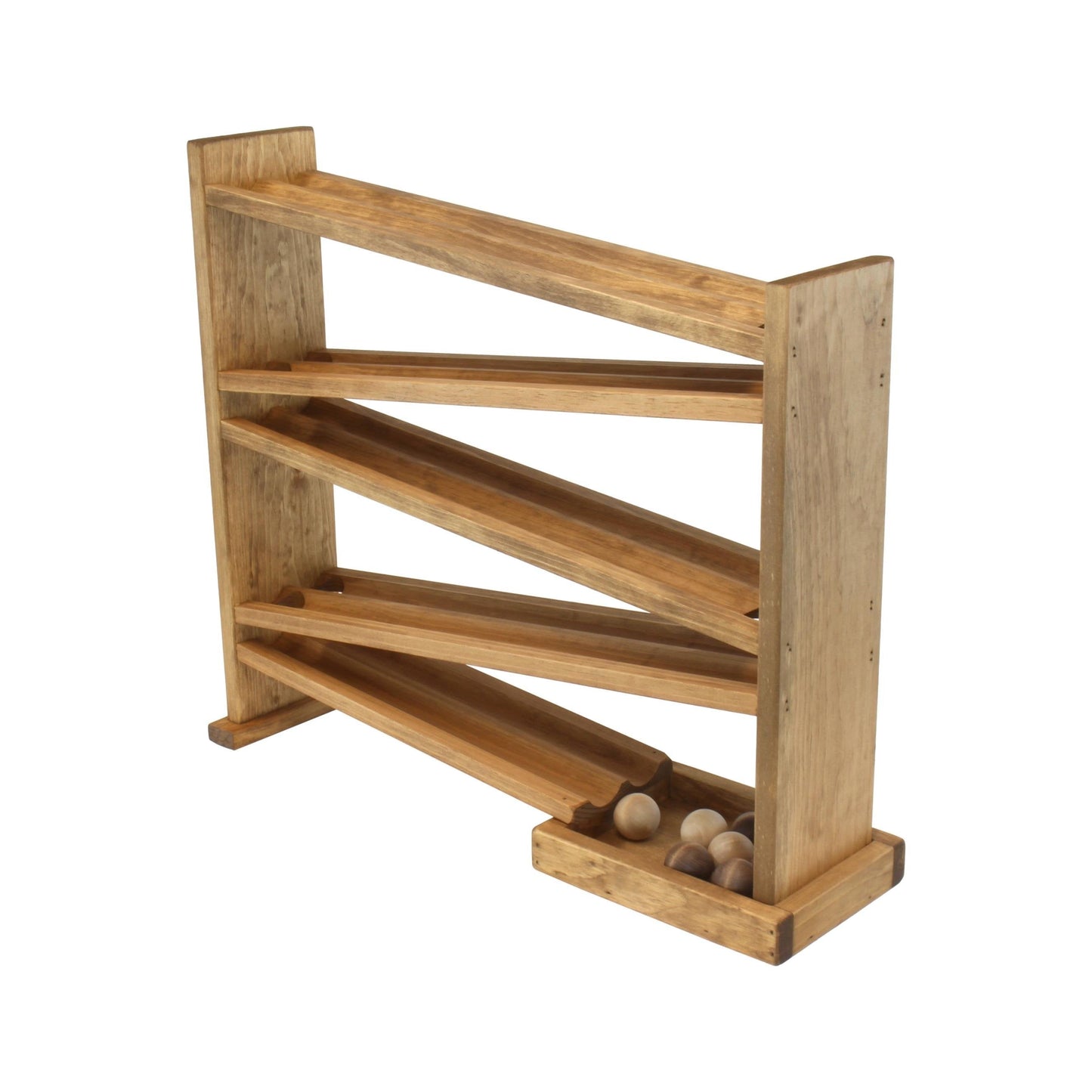 Amish Wooden Ball Roller Racetrack Toy  with 8 Wooden Balls
