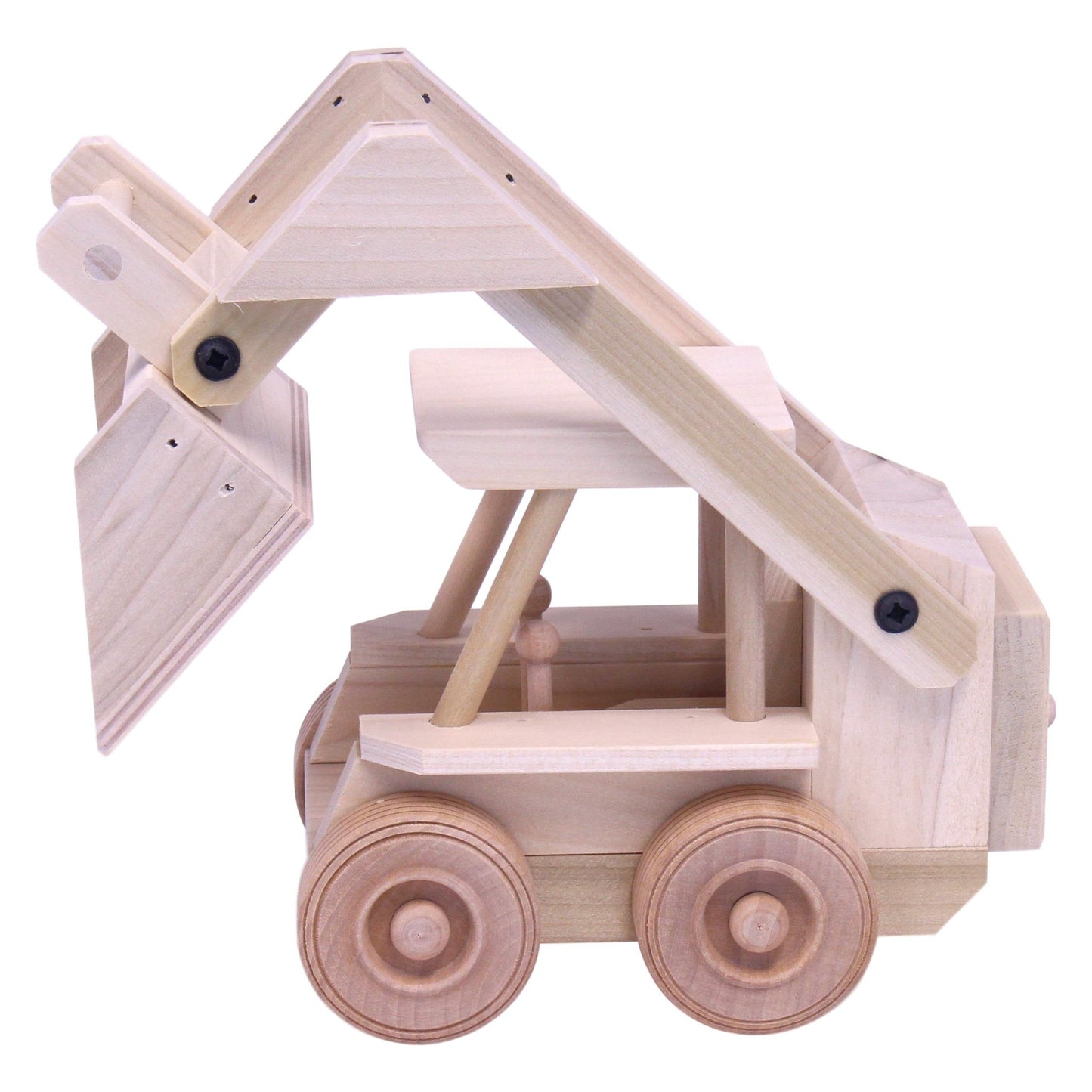 Amish Wooden Skid Loader Toy Skid Steer with Movable Bucket