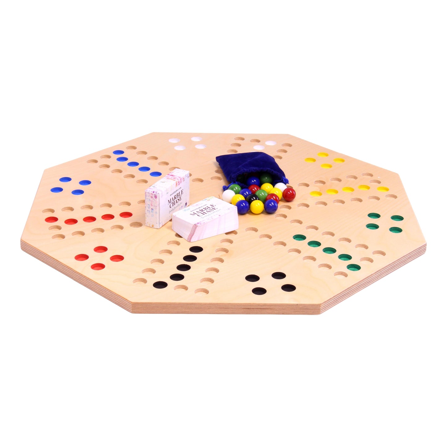 AmishTravel Marble Chase Board Game Set, Double-Sided 23" Wide Board