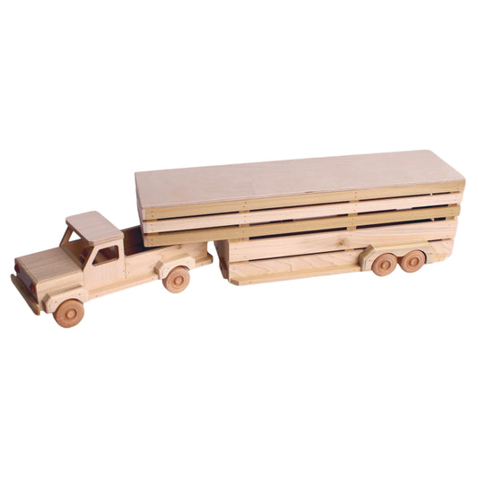 Amish Wooden Toy Pickup and Gooseneck Trailer Set