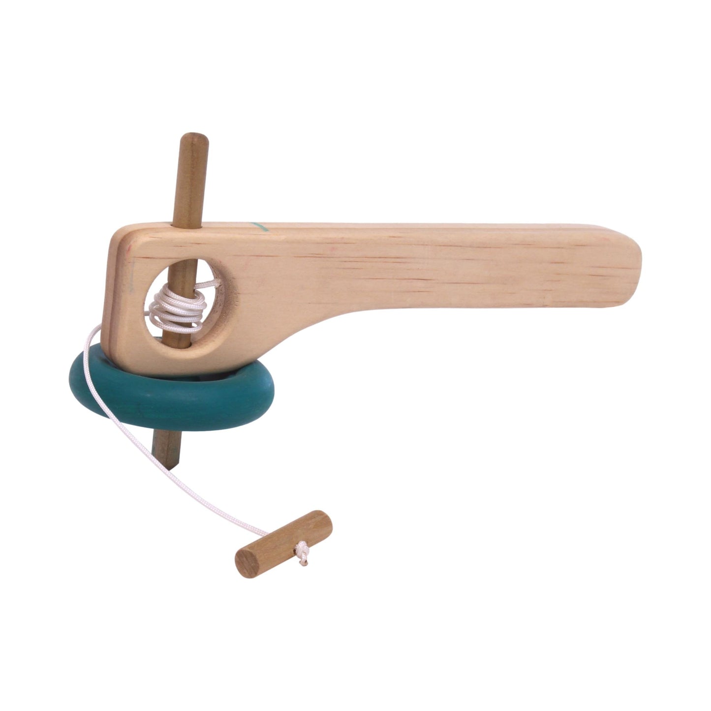 Amish Spinning Wooden Top Toy with Handle and Pull String