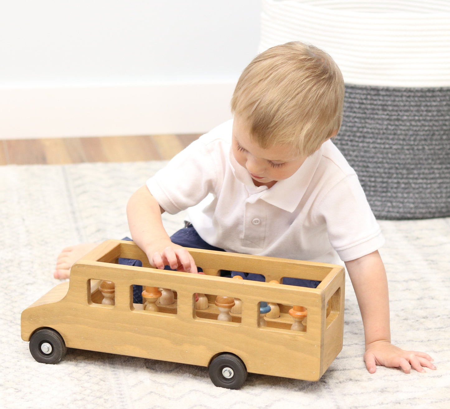 Amish Wooden School Bus Toy Child Safe Finish