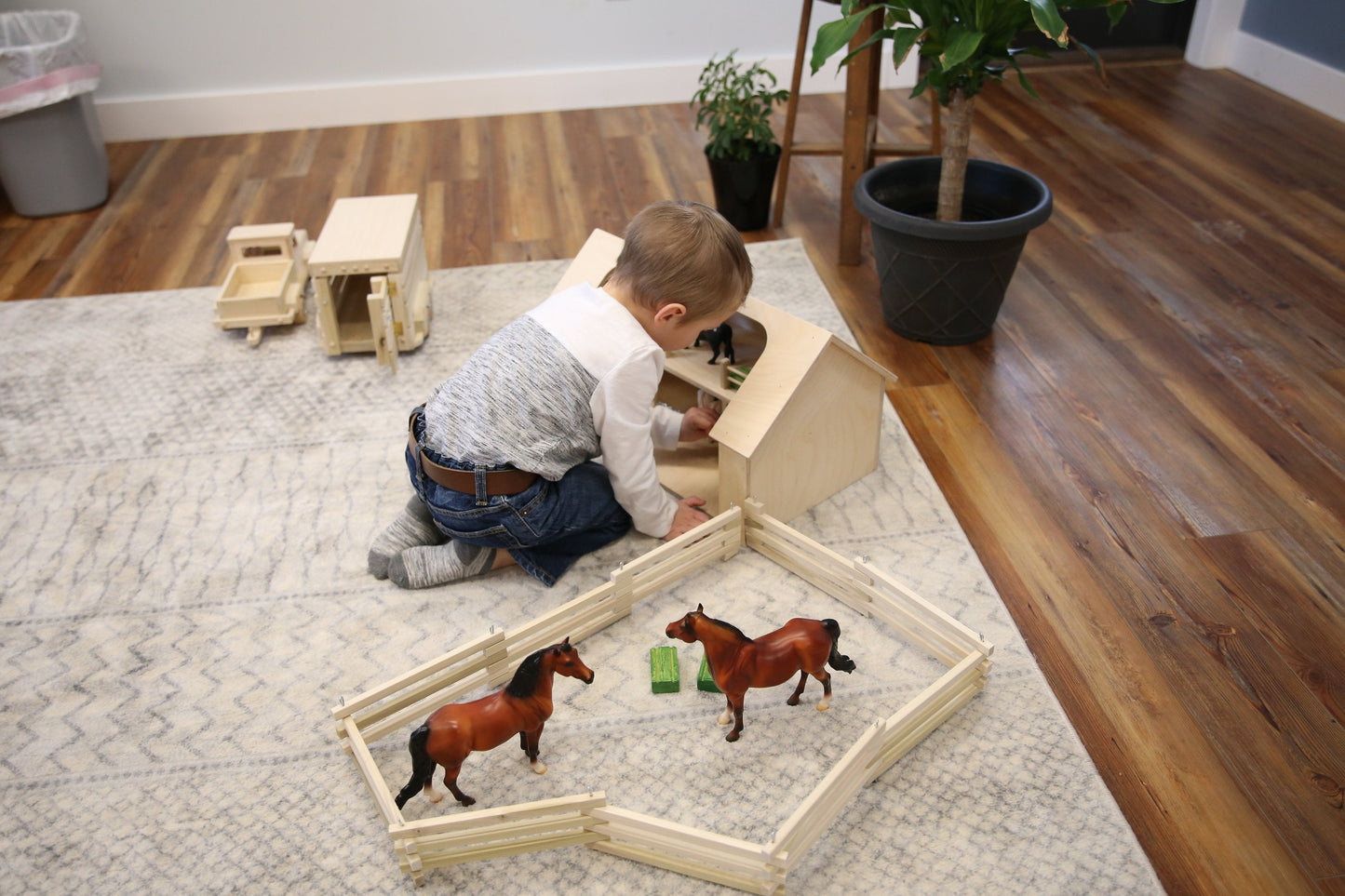 Amish Wooden  Ranch Shed Barn Toy, Unfinished Wood