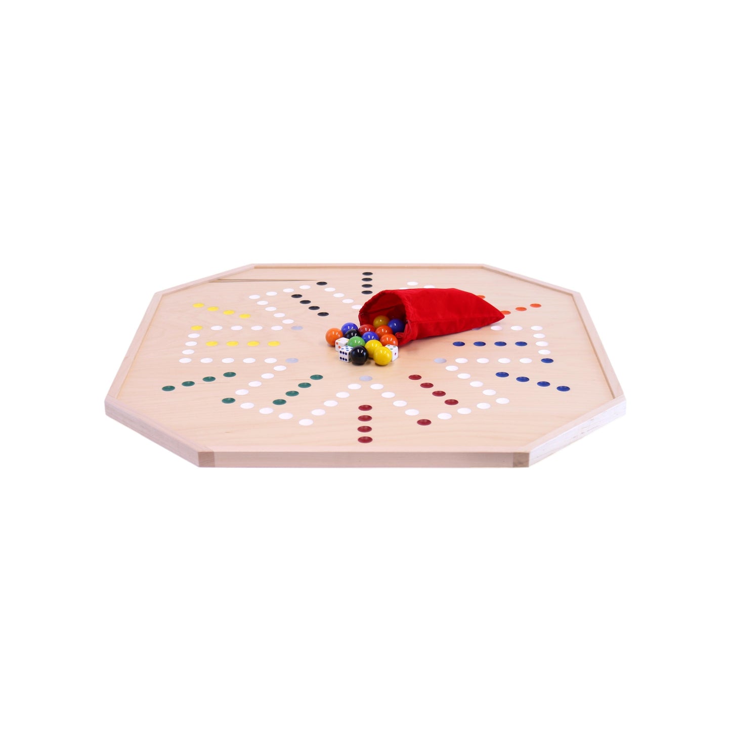 Amish Aggravation and Chinese Checkers Combo Game Board Set - 25" Wide - Maple Wood - with Large 1" Marbles and Dice