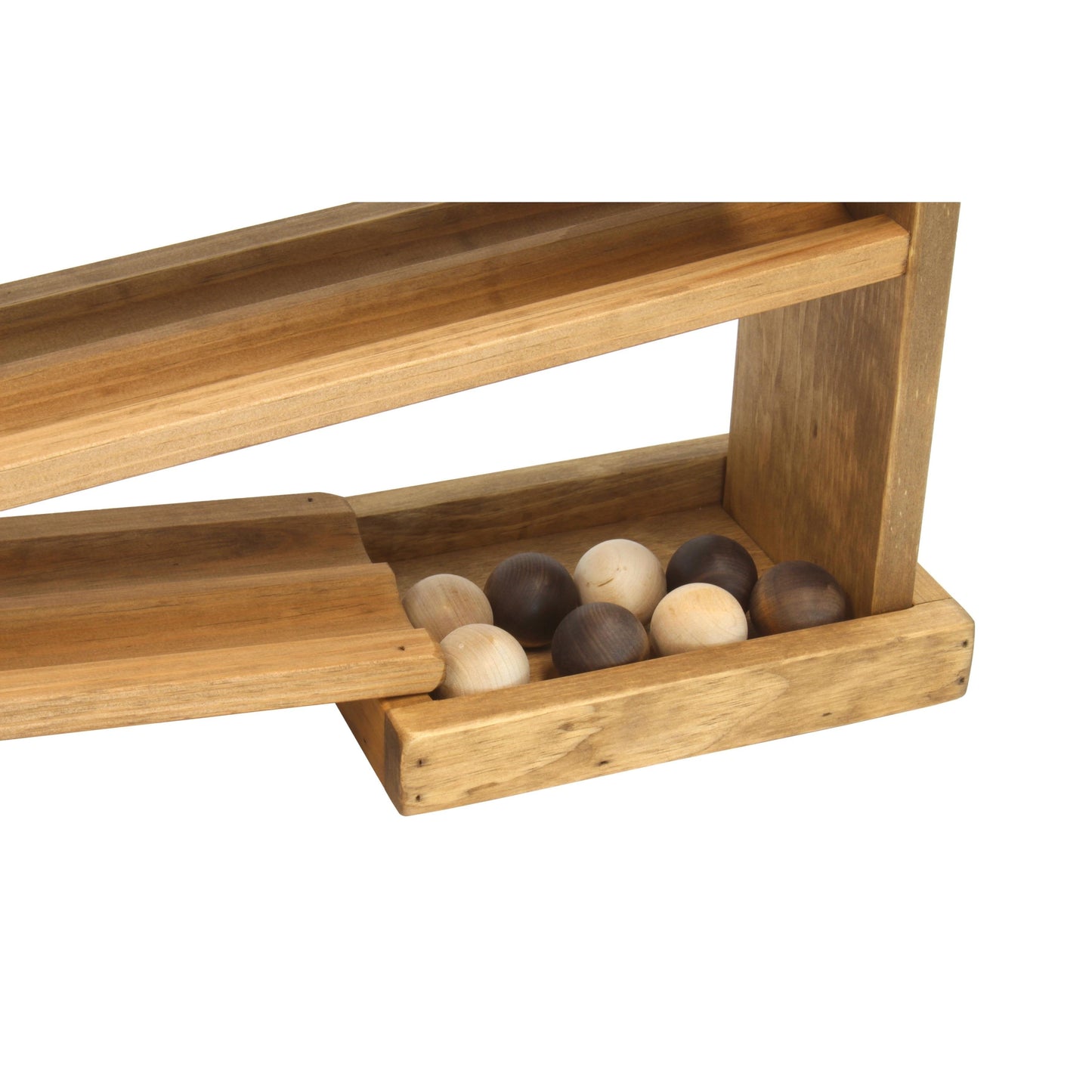 Amish Wooden Ball Roller Racetrack Toy  with 8 Wooden Balls