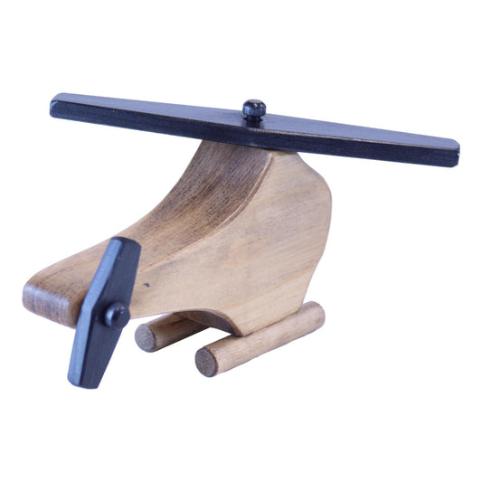 Amish Wooden Helicopter Toy with Spinning Propeller, Child-Safe Finish