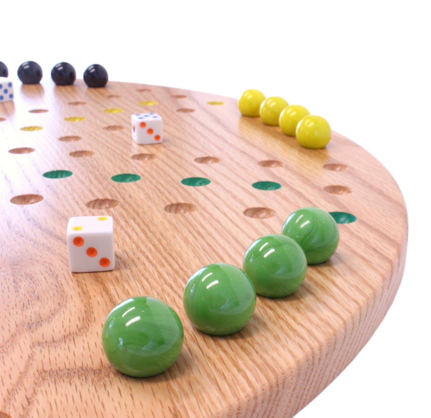 Amish Round Aggravation Game Board Set - Solid Oak Wood - Double-Sided