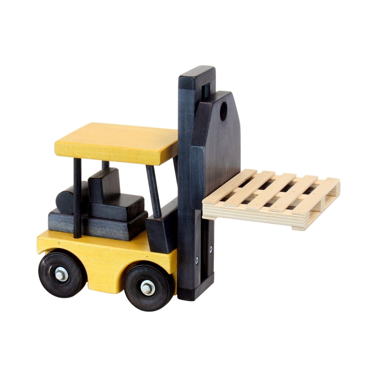 Amish Wooden Forklift Toy With Pallet Child-Safe Finish