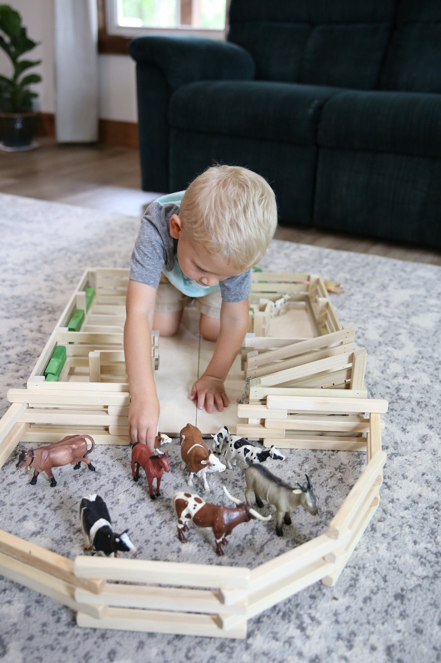 Amish Wooden Folding Corral Fence Toy, 68" Long,  Quality