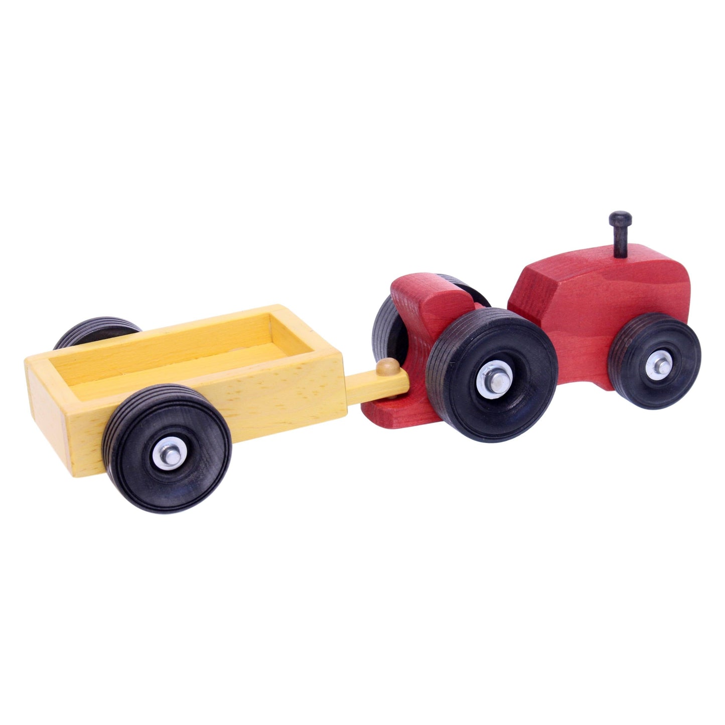 Amish Wooden Small Toy Tractor and Wagon Set