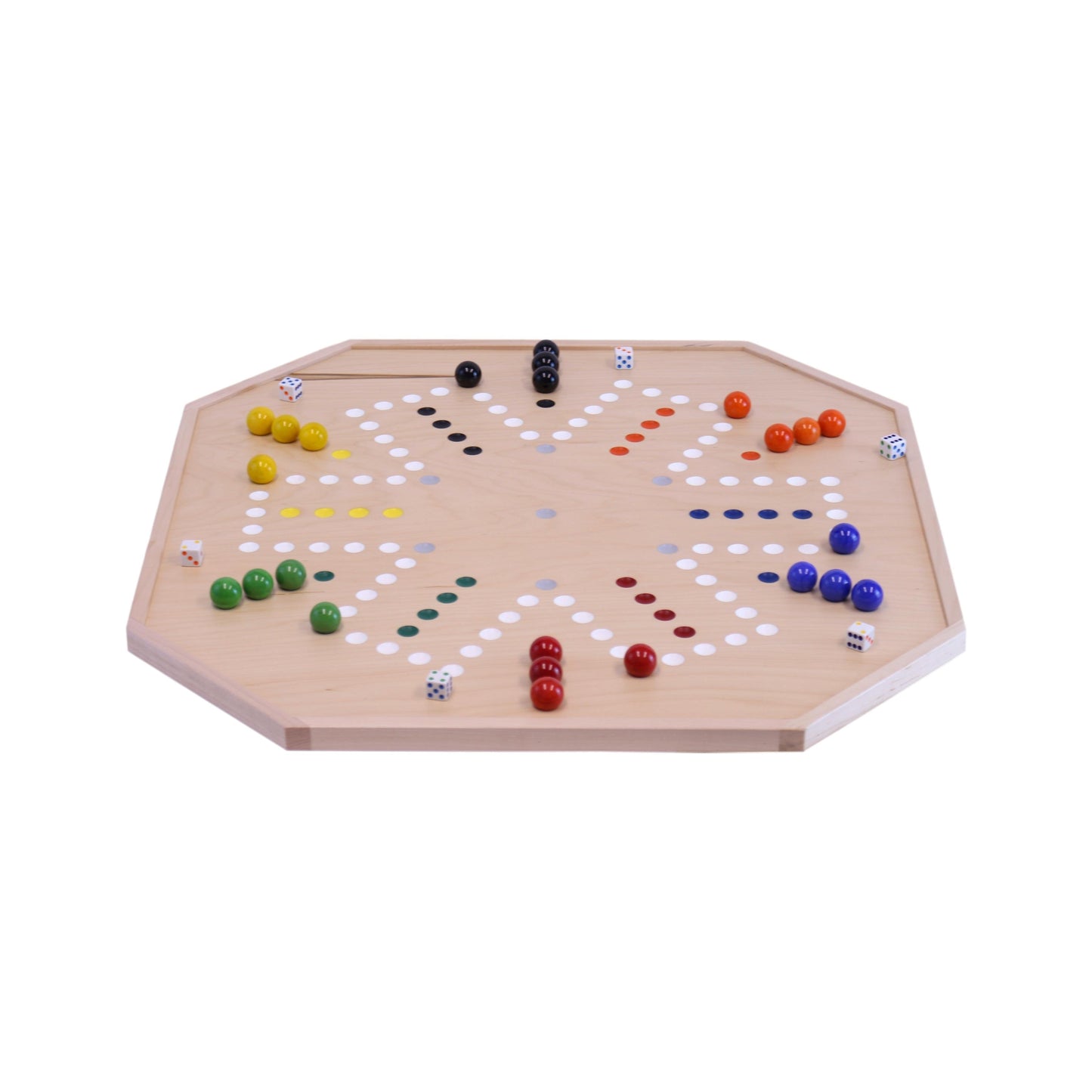 Amish Aggravation and Chinese Checkers Combo Game Board Set - 25" Wide - Maple Wood - with Large 1" Marbles and Dice