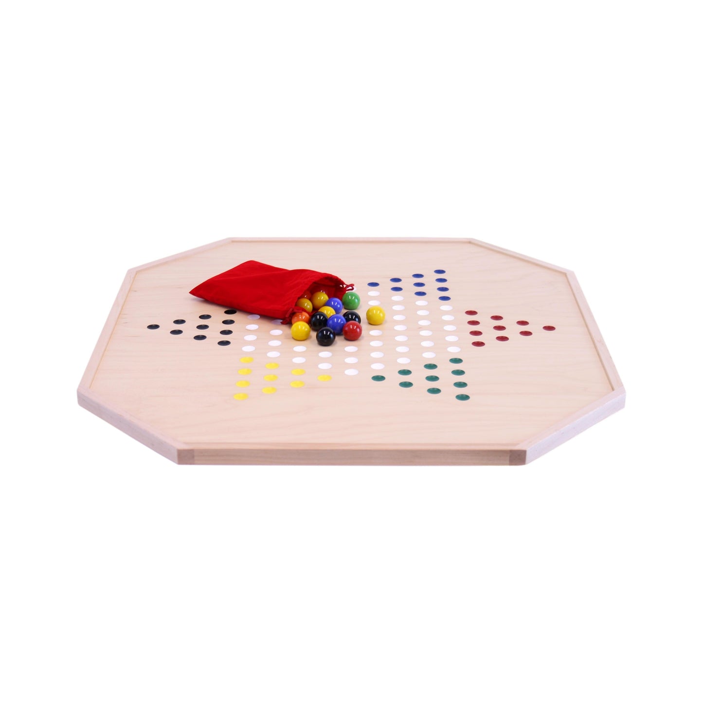 Amish Aggravation and Chinese Checkers Combo Game Board Set - 25" Wide - Maple Wood - with Large 1" Marbles and Dice