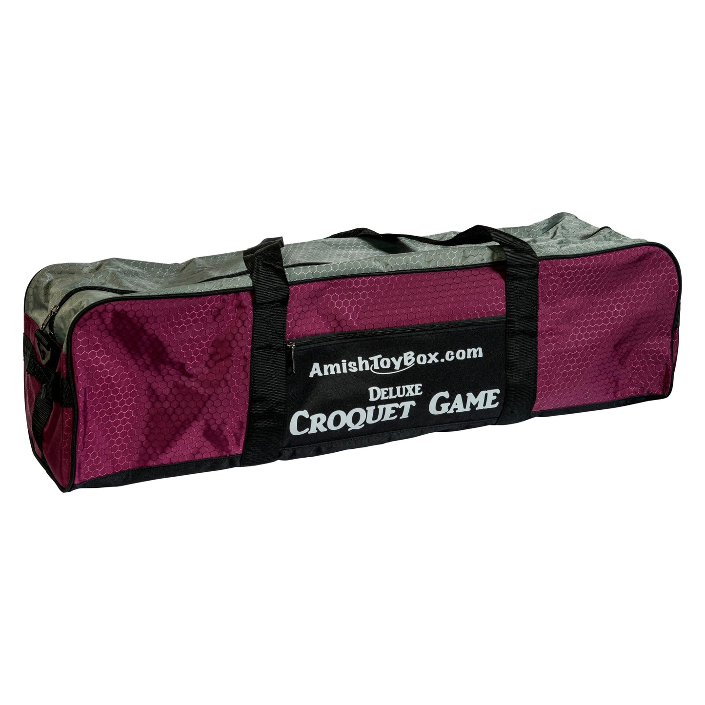Amish Deluxe 8-Player Croquet Game Set Wooden Holder or Duffel Carry Bag