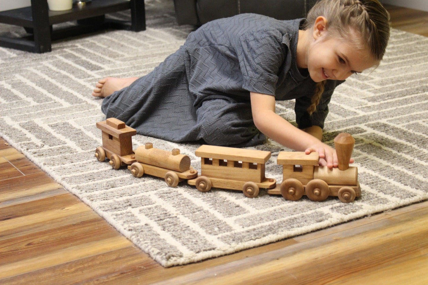 Amish Wooden Toy Train Play Set 24" Long Kid-Safe Finish