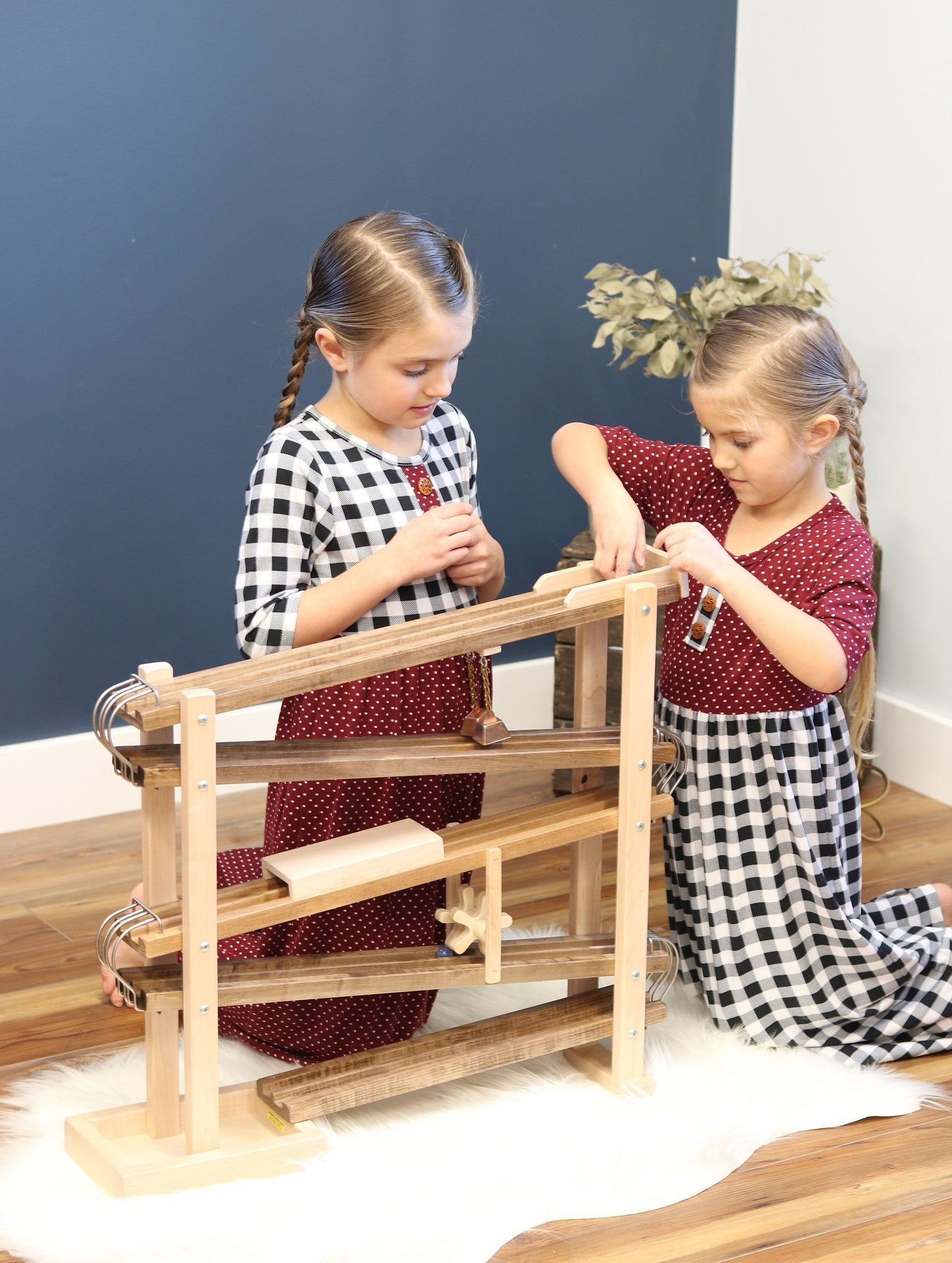 Amish Deluxe Wooden Marble Flyer Racetrack Toy