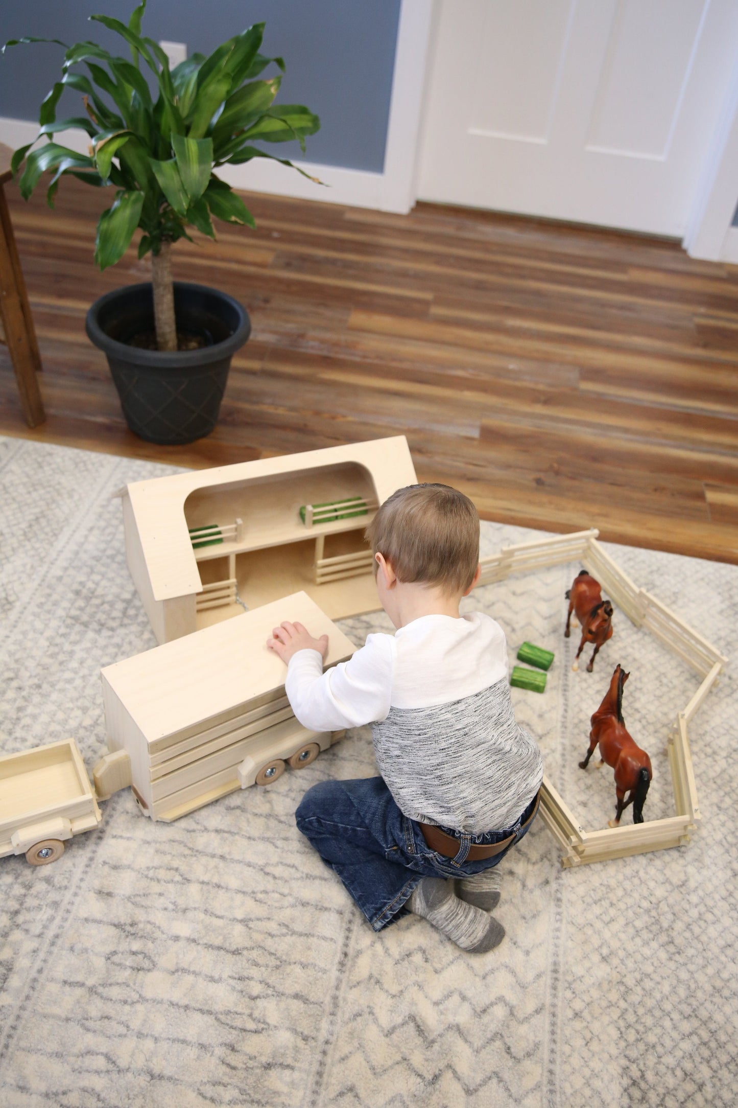 Amish Wooden  Ranch Shed Barn Toy, Unfinished Wood