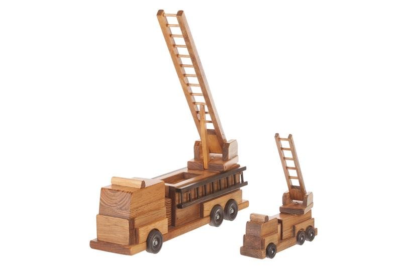Amish Wooden Toy Ladder Fire Truck Kid-Safe Finish