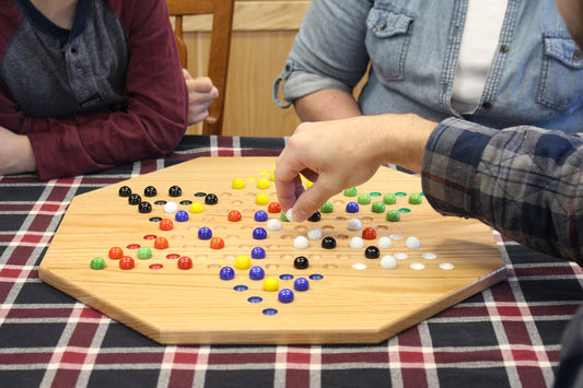 Amish Hand-Painted Oak Wooden Chinese Checkers Board Game 19" Wide