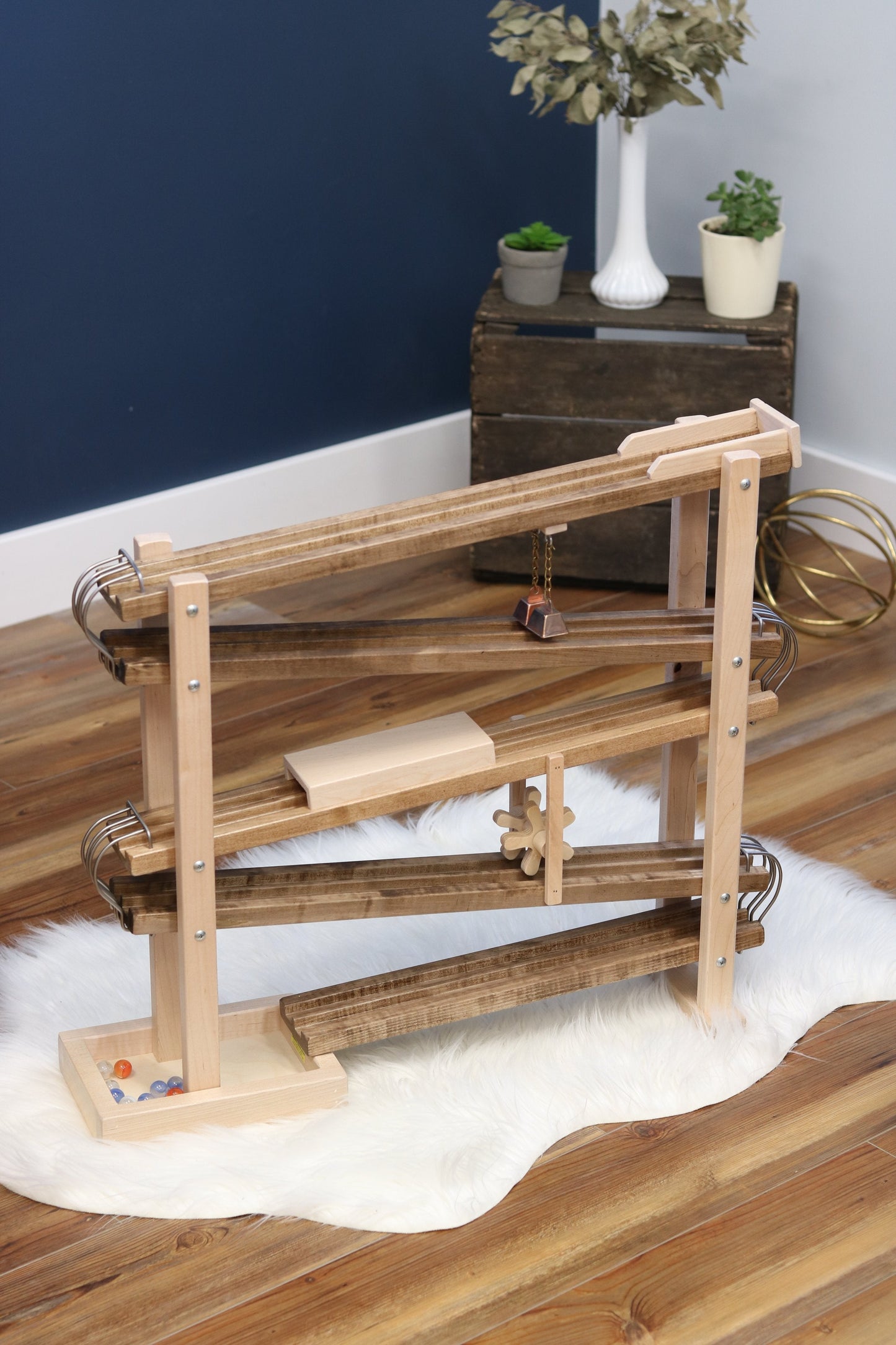 Amish Deluxe Wooden Marble Flyer Racetrack Toy