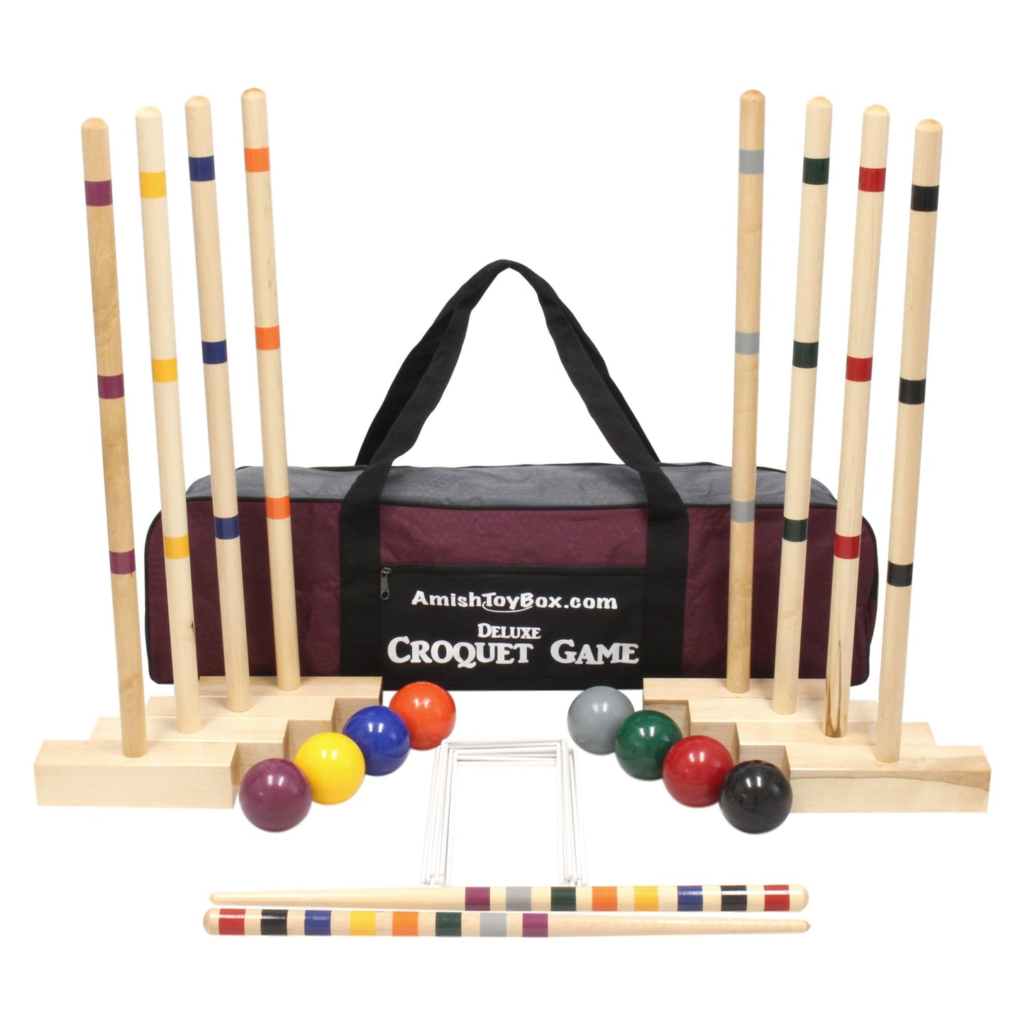AmishFamily Tradition Croquet Set, 8-Player Wooden Croquet Game