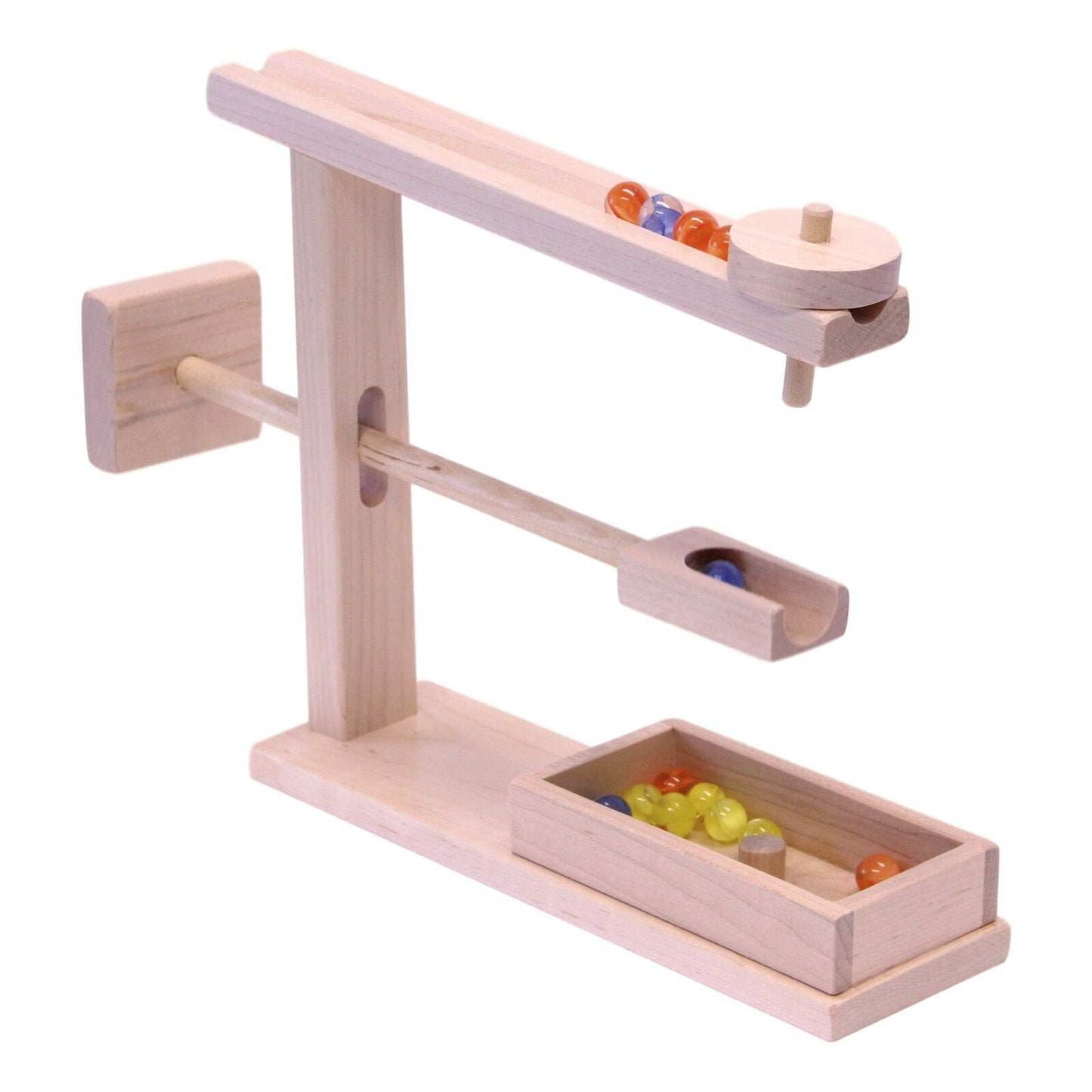 Amish Wooden Marble Roller Machine Toy Child-Safe Maple/Walnut Finish