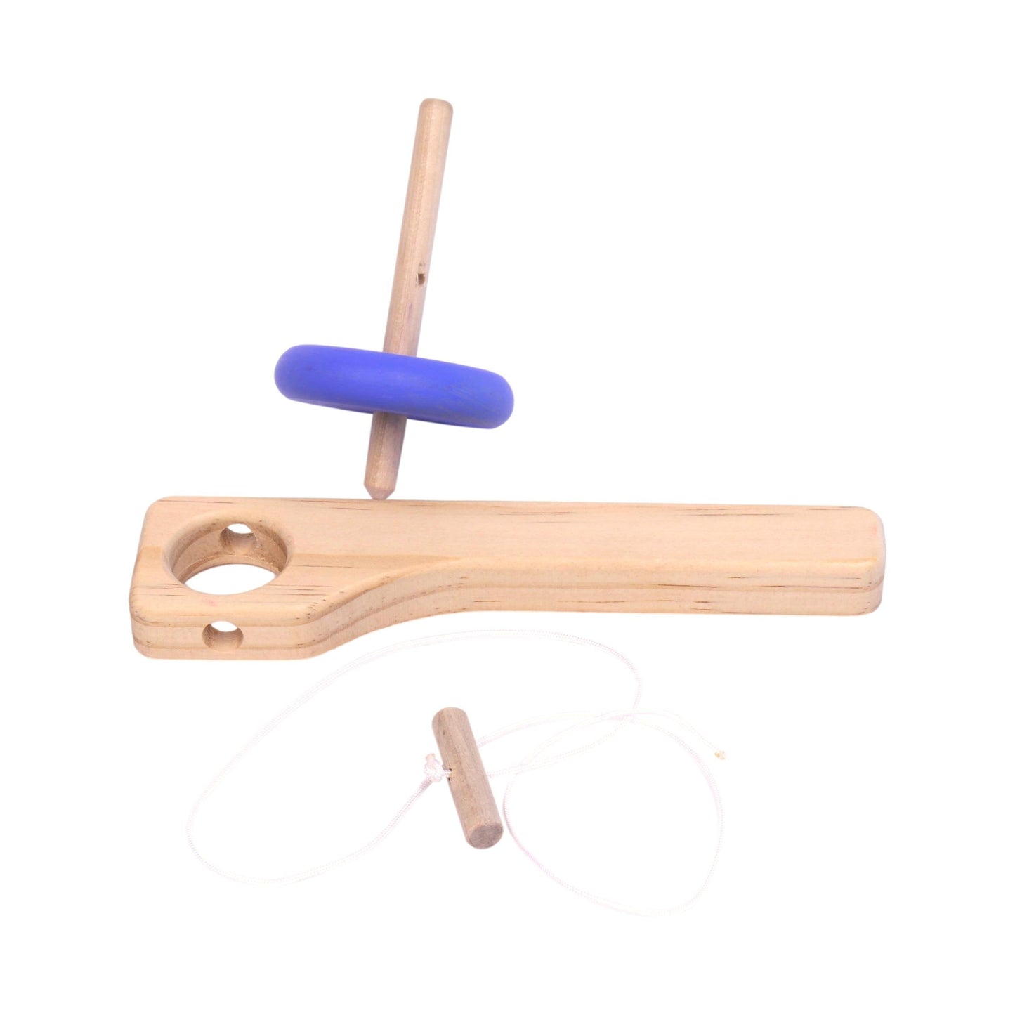 Amish Spinning Wooden Top Toy with Handle and Pull String
