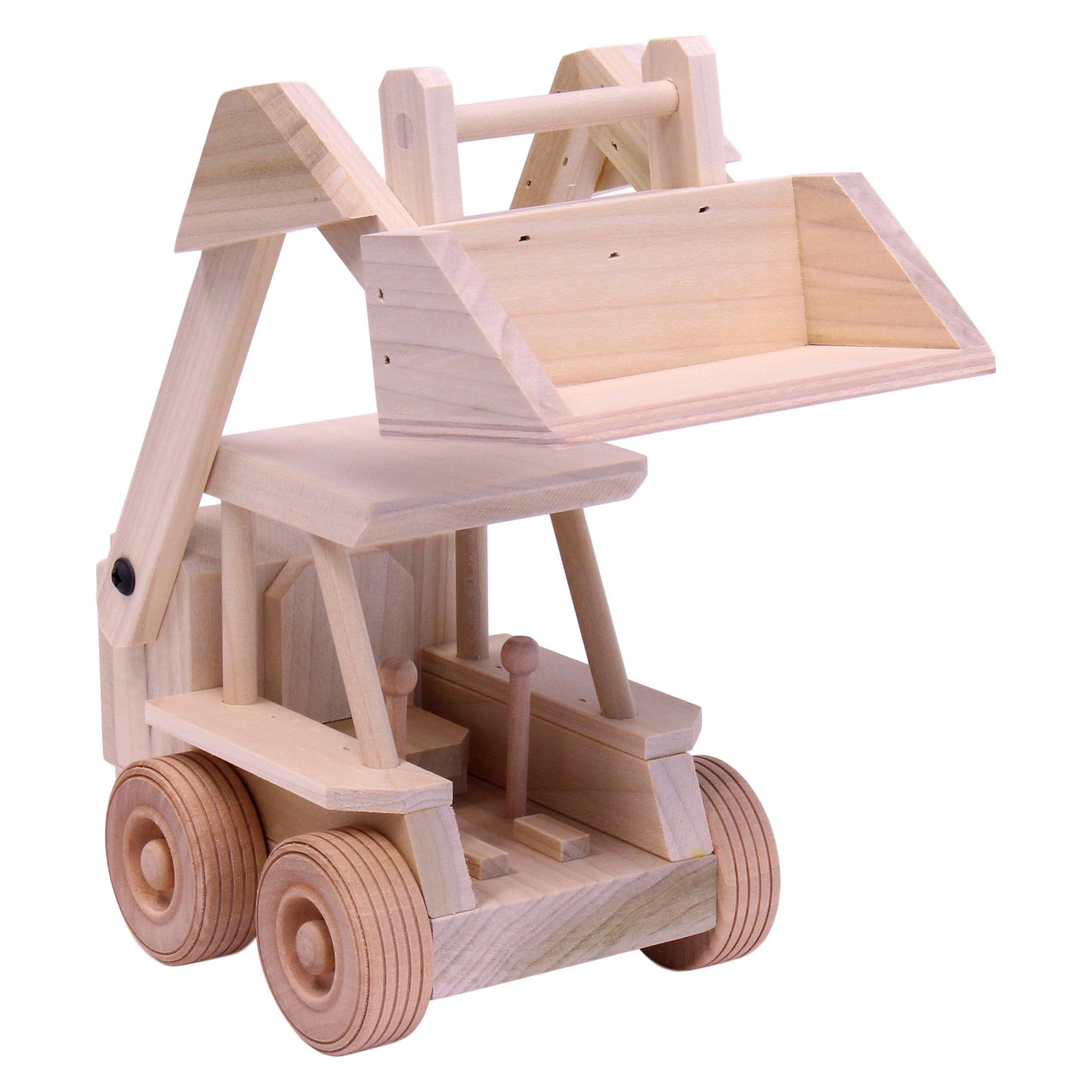 Amish Wooden Skid Loader Toy Skid Steer with Movable Bucket