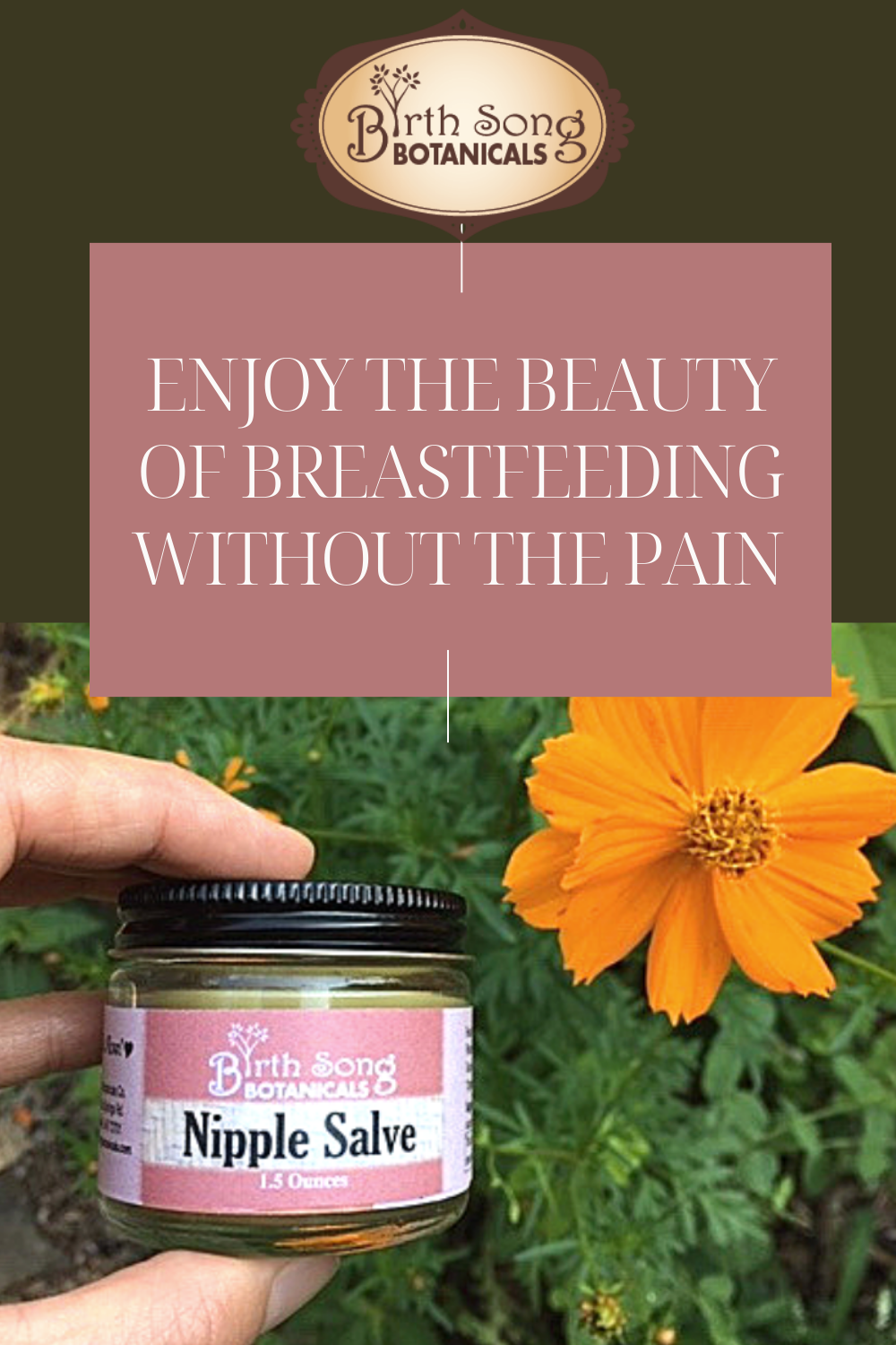 Birth Song Botanicals Co. Nipple Salve Herbal Nipple Cream for Breastfeeding Comfort, Unscented