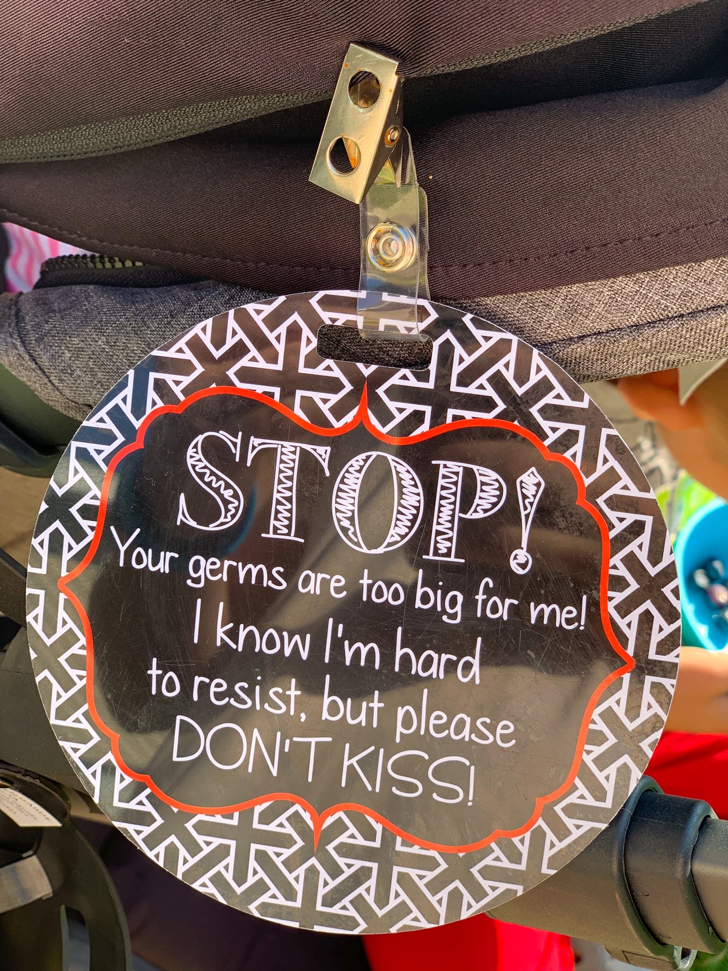No Kissing A Newborn Car Seat and Stroller Tag
