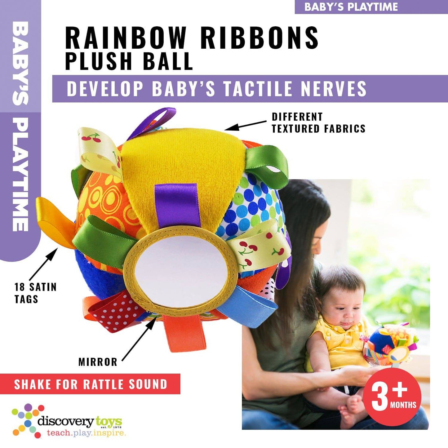 Discovery Toys Rainbow Ribbons Plush Infant Sensory Toy