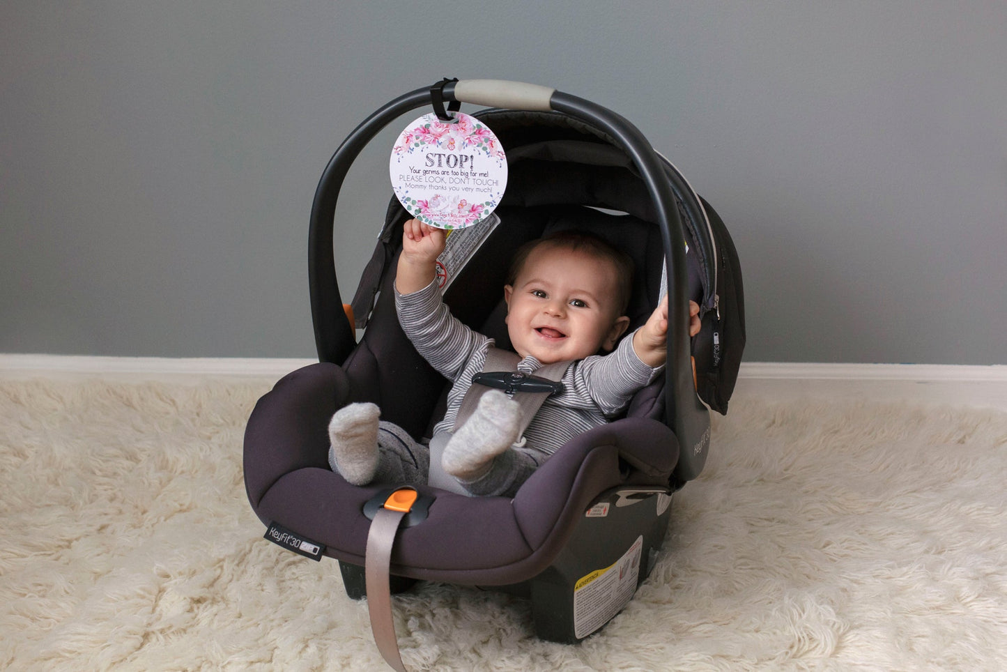 Flower No Touching Baby Car Seat Sign Tag