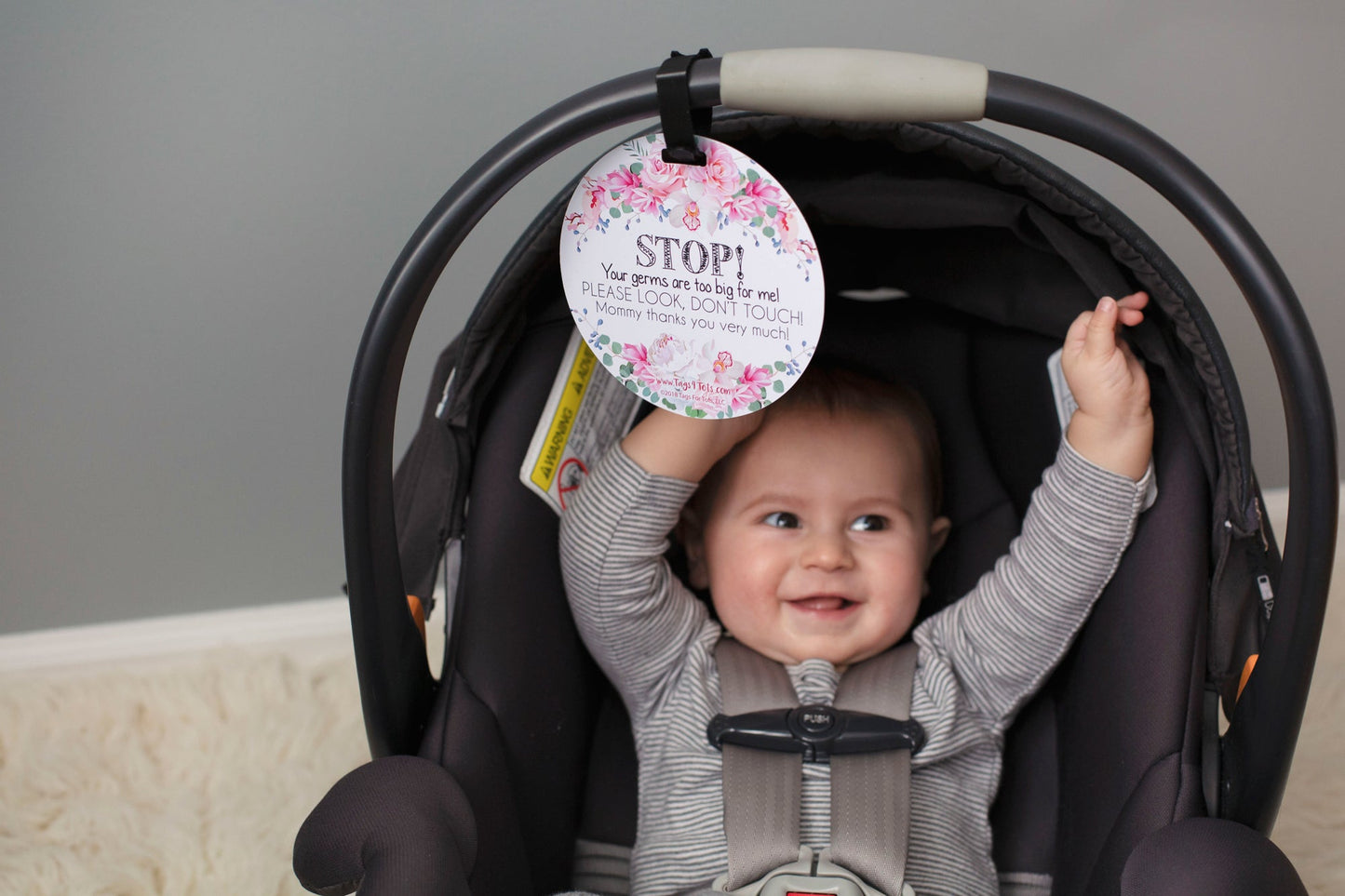 Flower No Touching Baby Car Seat Sign Tag