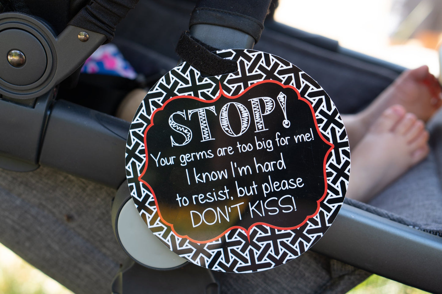 No Kissing A Newborn Car Seat and Stroller Tag