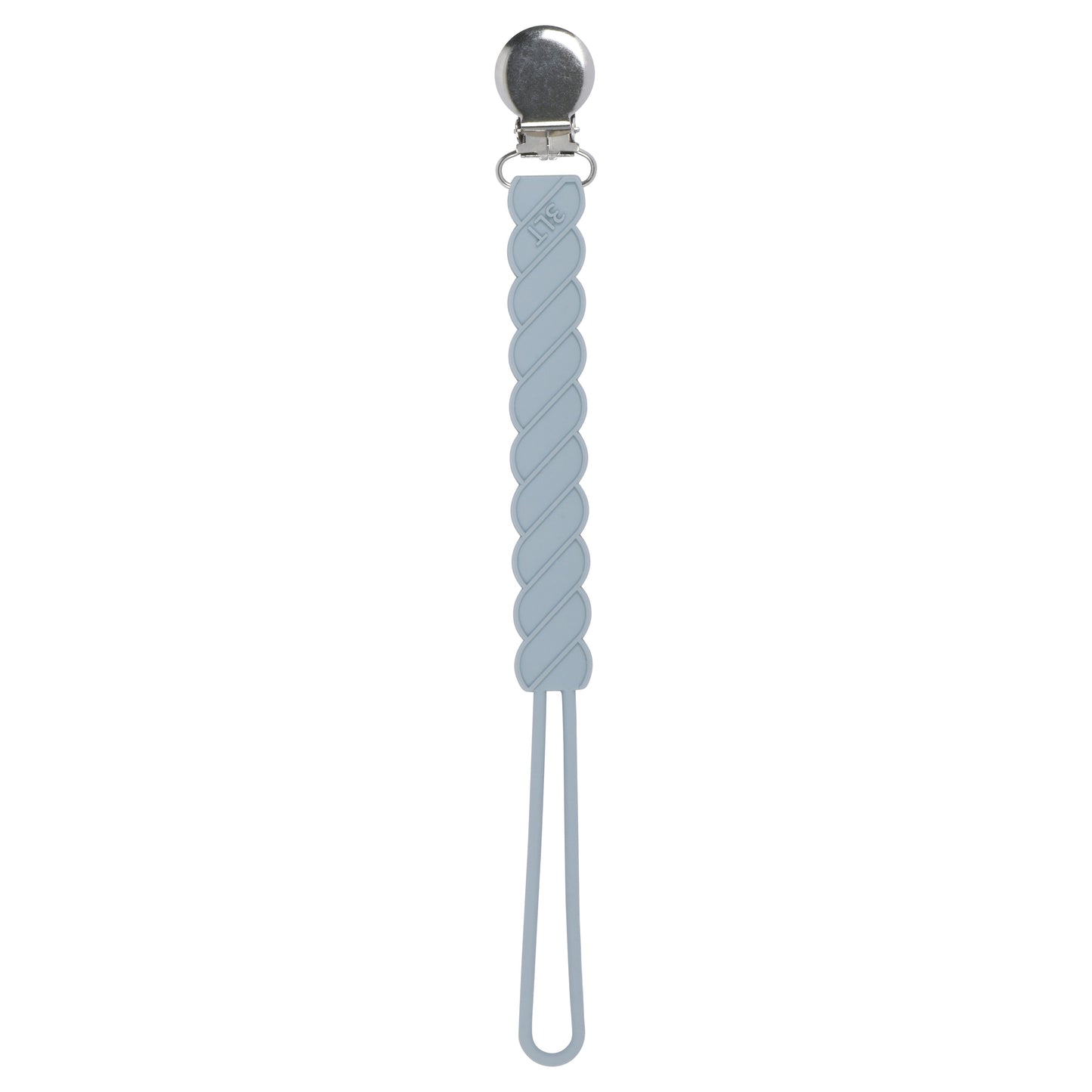Twist Glacier Blue Gray All Silicone One Piece Pacifier Clip
